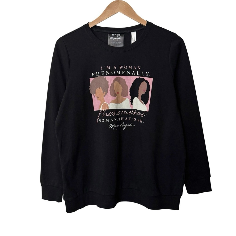 Torrid Maya Angelou Phenomenal Woman Graphic Sweatshirt Black Size 1X